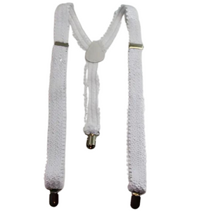 Suspenders/Braces Mens Suspenders Braces Adjustable Strong Clip On Elastic Formal Wedding Slim White (Sequin)