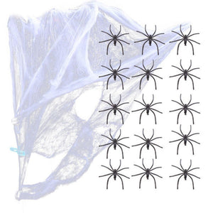 Party Decorations Stretchable Spider Web Spooky Halloween Decoration + 2 Spiders Party Ghost