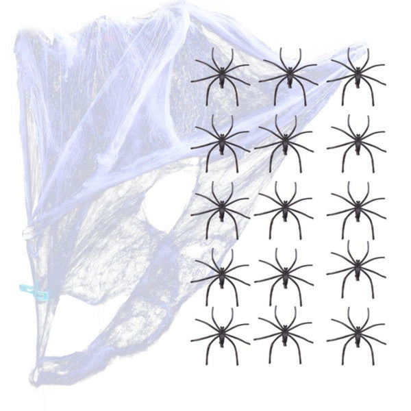 Party Decorations Stretchable Spider Web Spooky Halloween Decoration + 2 Spiders Party Ghost