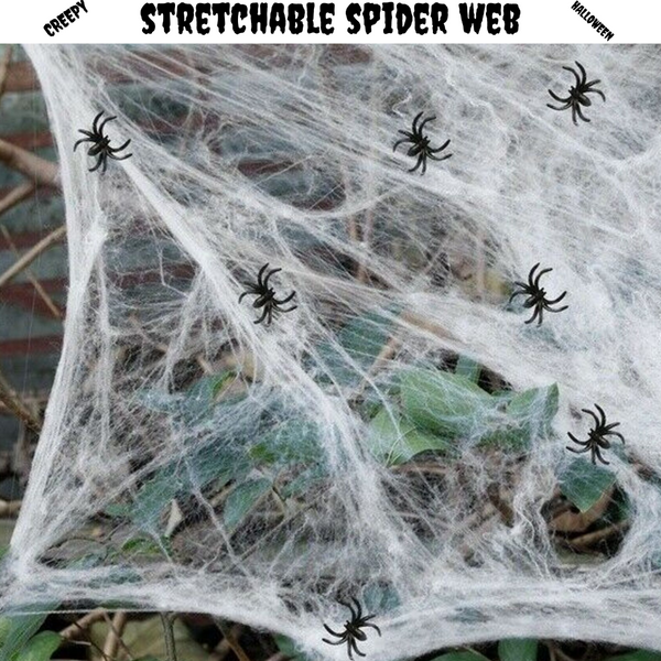 Party Decorations Stretchable Spider Web Spooky Halloween Decoration + 2 Spiders Party Ghost