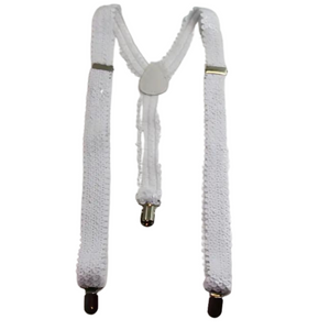 Suspenders/Braces Sequin Suspenders Unisex Adjustable Braces Clip On Elastic Y Back White