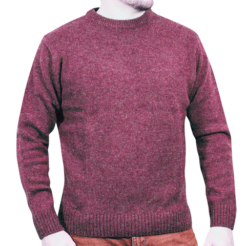 Jumpers 100% Shetland Wool Crew Round Neck Knit Jumper Pullover Mens Sweater Knitted Burgundy (97) Xl