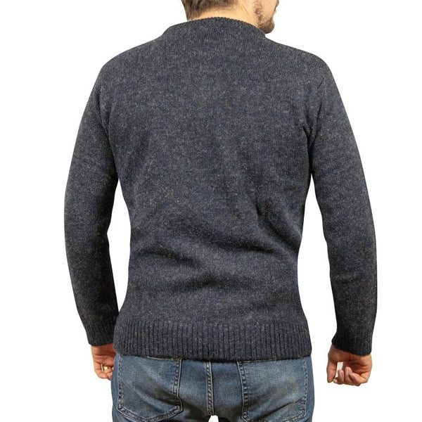 Casual Shirts 100% Shetland Wool Crew Round Neck Knit Jumper Pullover Mens Sweater Knitted Navy (45)