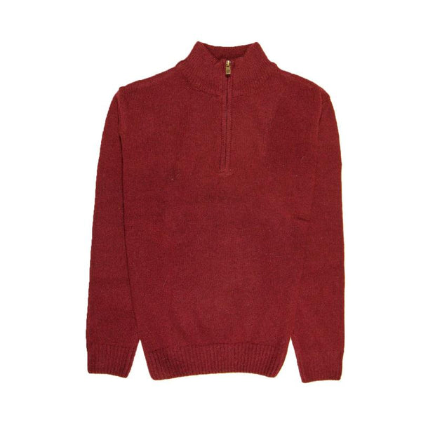 Jumpers 100% Shetland Wool Half Zip Up Knit Jumper Pullover Mens Sweater Knitted Burgundy (97)