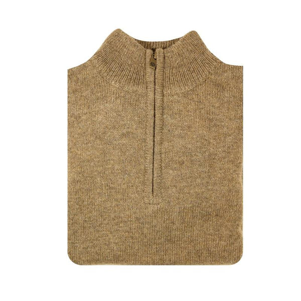 Jumpers 100% Shetland Wool Half Zip Up Knit Jumper Pullover Mens Sweater Knitted Nutmeg (23)