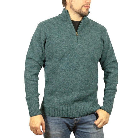 Jumpers 100% Shetland Wool Half Zip Up Knit Jumper Pullover Mens Sweater Knitted Sherwood (32)