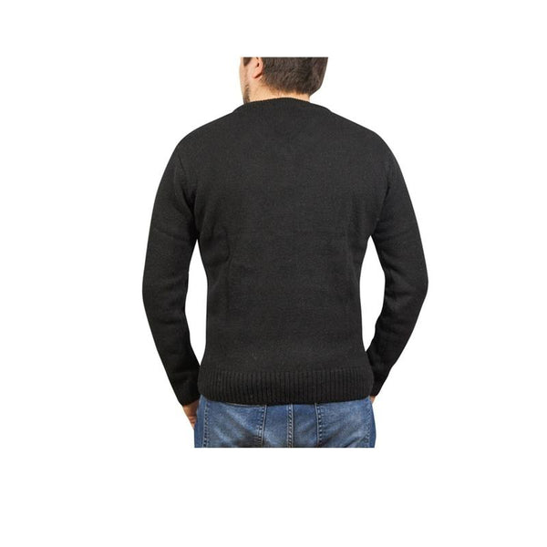 Jumpers 100% Shetland Wool V Neck Knit Jumper Pullover Mens Sweater Knitted Plain Black