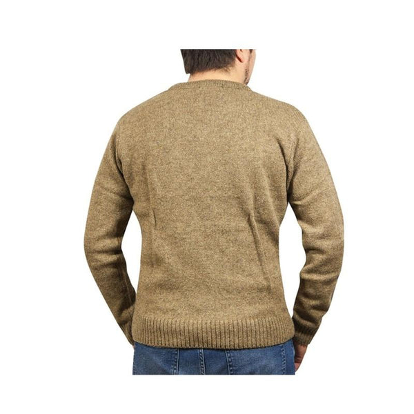 Jumpers 100% Shetland Wool V Neck Knit Jumper Pullover Mens Sweater Knitted Nutmeg (23)