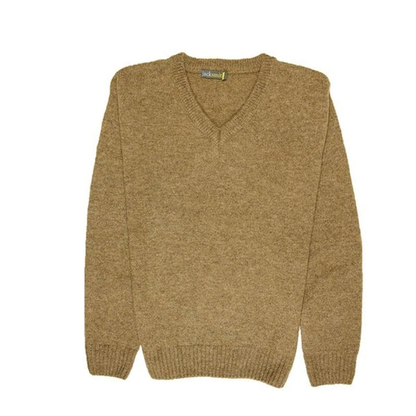 Jumpers 100% Shetland Wool V Neck Knit Jumper Pullover Mens Sweater Knitted Nutmeg (23)