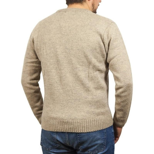 Jumpers 100% Shetland Wool V Neck Knit Jumper Pullover Mens Sweater Knitted Oat Marle (03) L