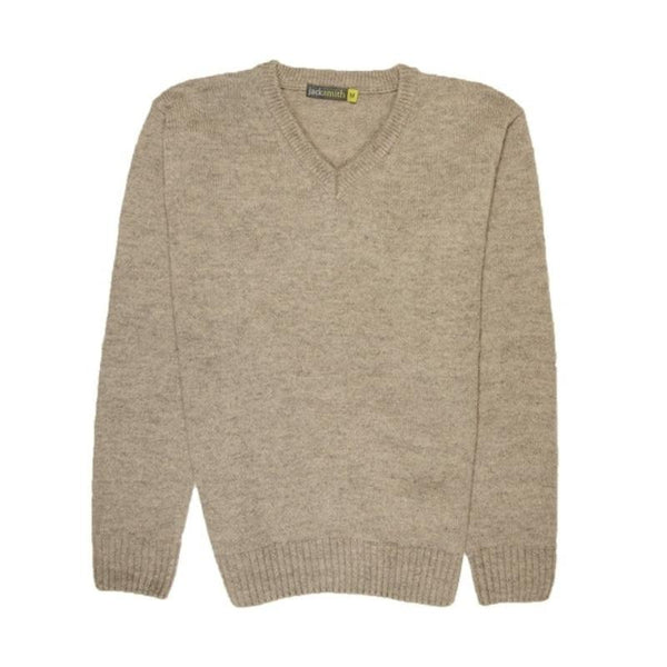 Jumpers 100% Shetland Wool V Neck Knit Jumper Pullover Mens Sweater Knitted Oat Marle (03) L