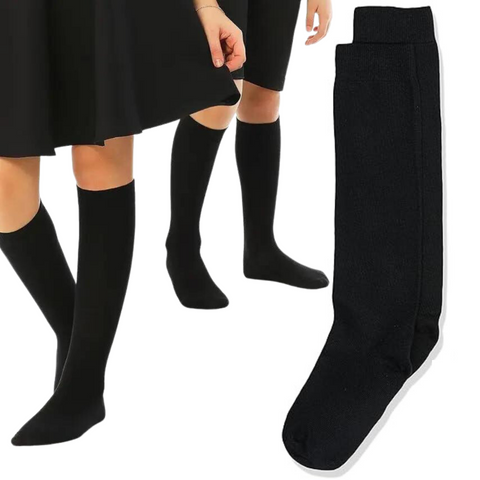 Socks 1X Pair School Uniform Knee High Cotton Rich Girls Boys Kids Black 13 (8 10 Years Old)