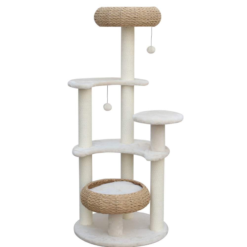 Furniture & Scratchers 5 Platform Plush And Wicker Cat Tree