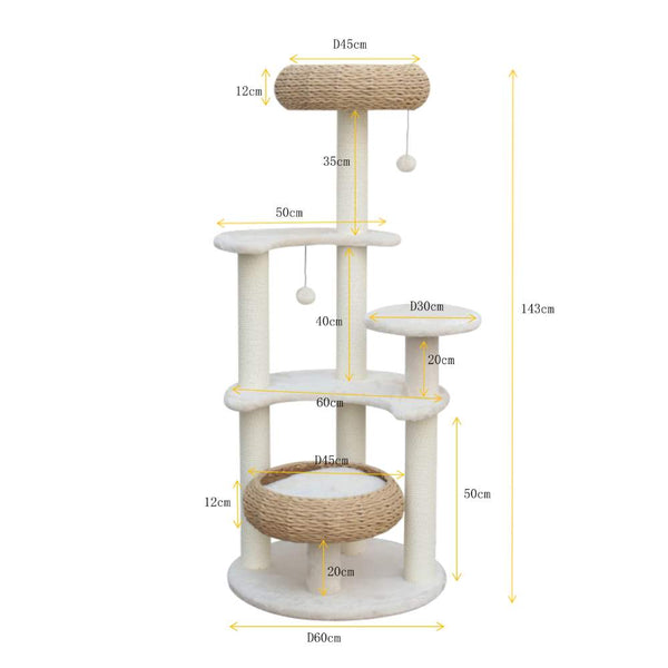 Furniture & Scratchers 5 Platform Plush And Wicker Cat Tree