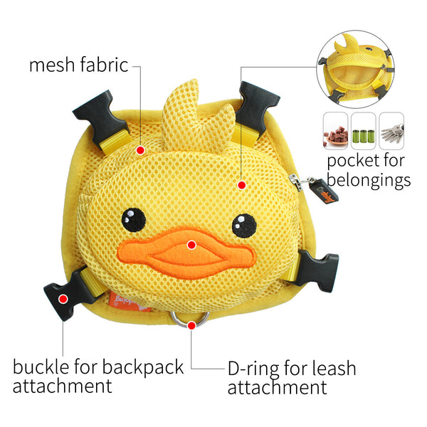 Harnesses Ondoing Pet Saddle Bag Dog Harness Backpack Hiking Traveling Outdoor Bags Cute Costume (Yellow Duck With Leash Set)M