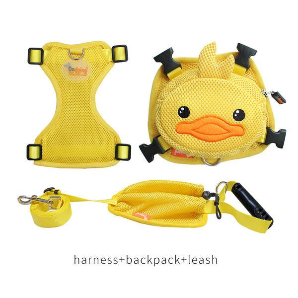 Harnesses Ondoing Pet Saddle Bag Dog Harness Backpack Hiking Traveling Outdoor Bags Cute Costume (Yellow Duck With Leash Set)M