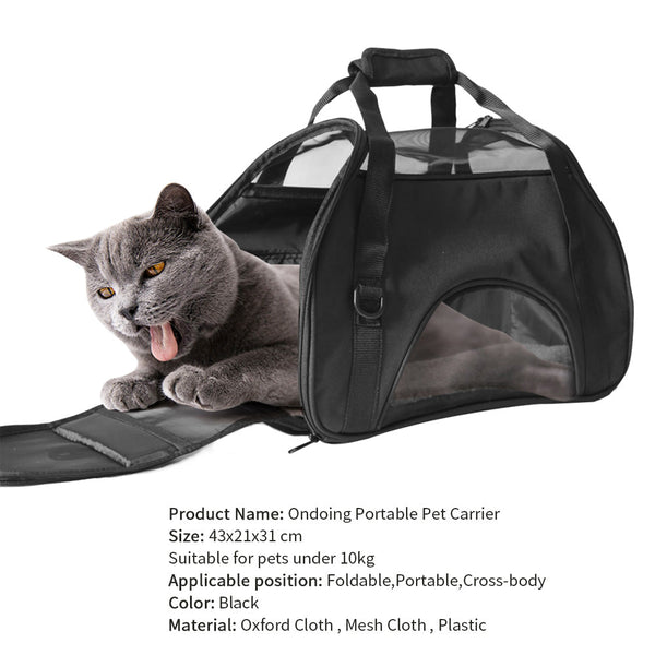 Pet Transport Ondoing Black Portable Pet Carrier Tote Travel Bag Kennel Soft Dog Crate Cage Outdoor