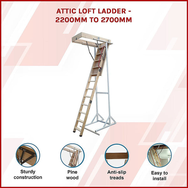 Ladders Attic Loft Ladder 2200Mm To 2700Mm