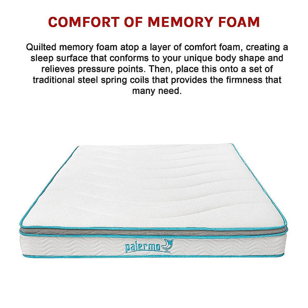 Mattresses Palermo Queen 20Cm Memory Foam And Innerspring Hybrid Mattress