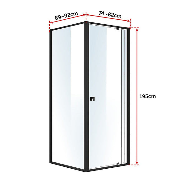 Shower Enclosures Semi Frameless Shower Screen (74~82)X 195Cm & (89~92)X Side As/Nzs Glass