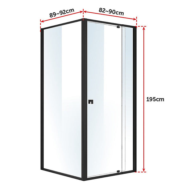 Shower Enclosures Semi Frameless Shower Screen (82~90)X 195Cm & (89~92)X Side As/Nzs Glass