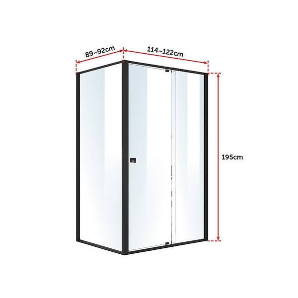 Shower Enclosures Semi Frameless Shower Screen (114~122)X 195Cm & (89~92)X Side As/Nzs Glass