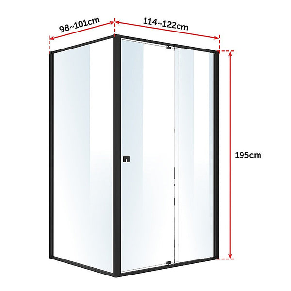 Shower Enclosures Semi Frameless Shower Screen (114~122)X 195Cm & (98~101)X195cm Side As/Nzs Glass