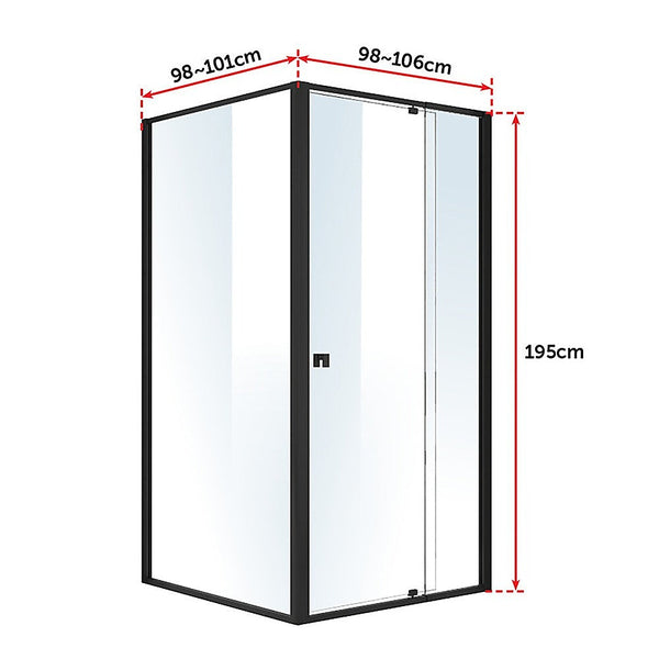 Shower Enclosures Semi Frameless Shower Screen (98~106)X 195Cm & (98~101)X Side As/Nzs Glass