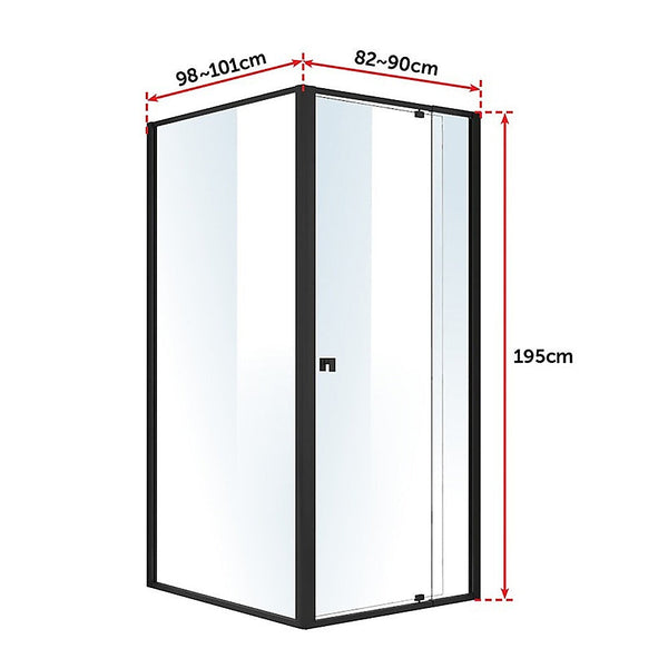 Shower Enclosures Semi Frameless Shower Screen (82~90)X 195Cm & (98~101)X Side As/Nzs Glass