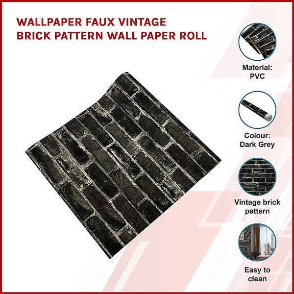 Wallpaper Rolls & Sheets Wallpaper Faux Vintage Brick Pattern Paper Roll