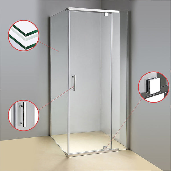 Shower Enclosures Shower Screen 900X900x1900mm Framed Safety Glass Pivot Door By Della Francesca