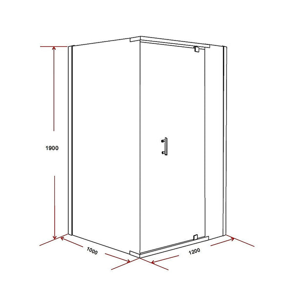 Shower Enclosures Shower Screen 1200X1000x1900mm Framed Safety Glass Pivot Door By Della Francesca