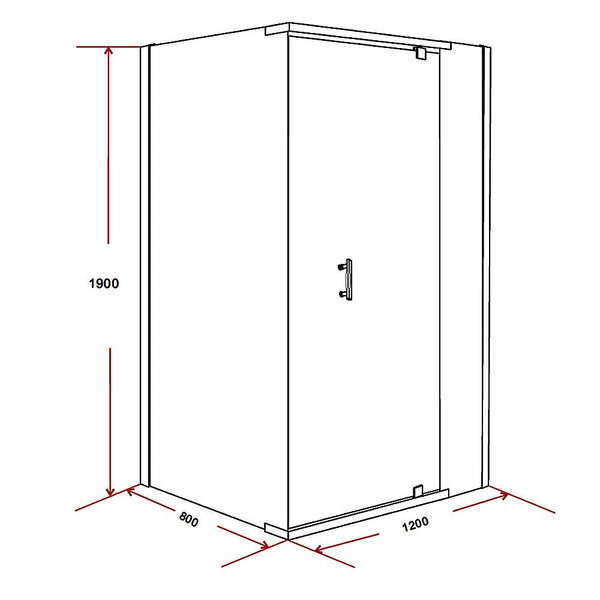 Shower Enclosures Shower Screen 1200X800x1900mm Framed Safety Glass Pivot Door By Della Francesca