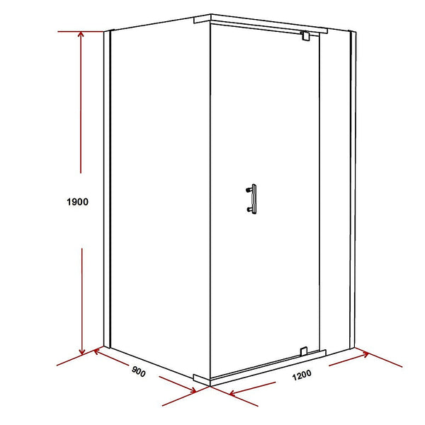 Shower Enclosures Shower Screen 1200X900x1900mm Framed Safety Glass Pivot Door By Della Francesca