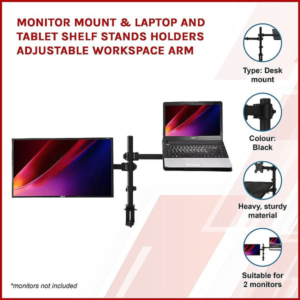 Monitor Mounts & Stands Monitor Mount & Laptop And Tablet Shelf Stands Holders Adjustable Workspace Arm