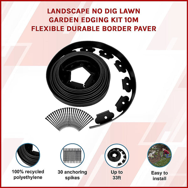 Manual Edgers Landscape No Dig Lawn Garden Edging Kit 10M Flexible Durable Border Paver