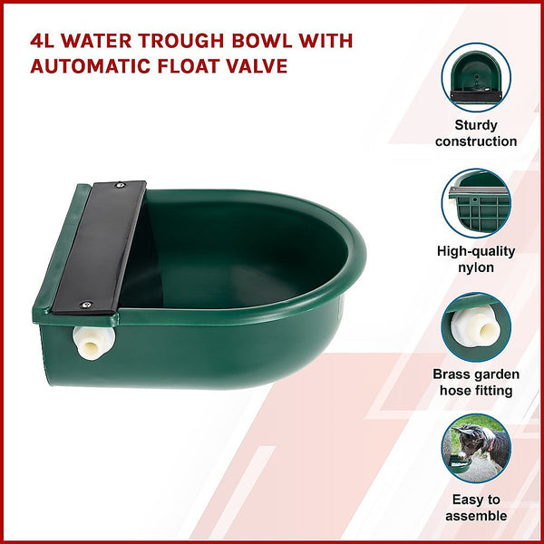 Pet Chicken Supplies 4L Water Trough Bowl With Automatic Float Valve