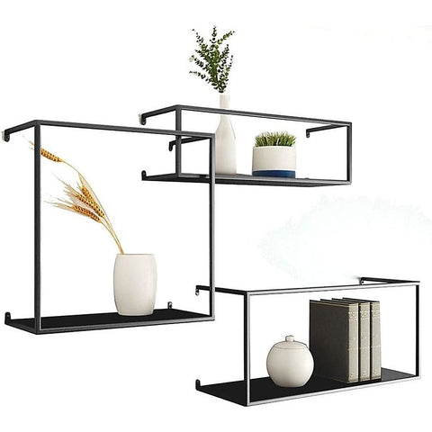 Wall Shelves Floating Shelves Retro Industrial Ledge Black Metal Display Stand