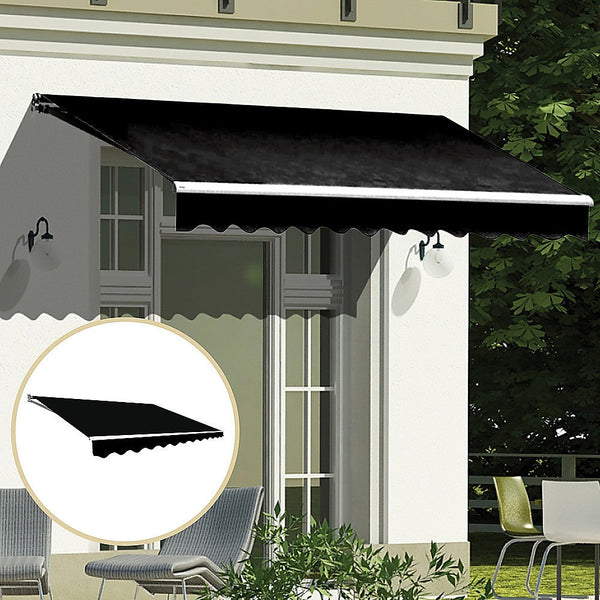 Awning & Canopy Parts Outdoor Folding Arm Awning Retractable Sunshade Canopy Black 4.0M X 2.5M