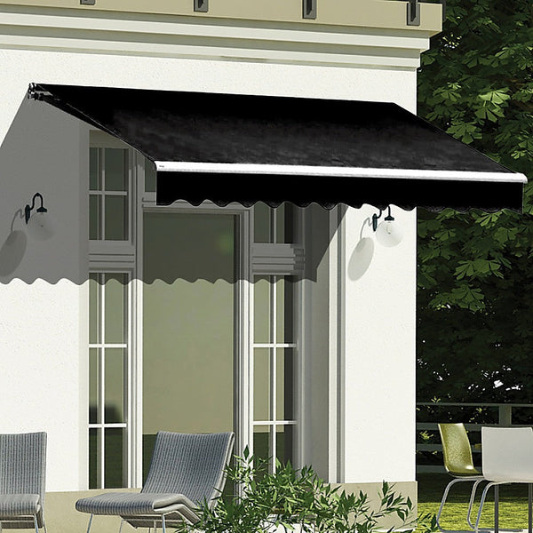 Awning & Canopy Parts Outdoor Folding Arm Awning Retractable Sunshade Canopy Black 4.0M X 2.5M