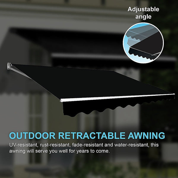 Awning & Canopy Parts Outdoor Folding Arm Awning Retractable Sunshade Canopy Black 4.0M X 2.5M