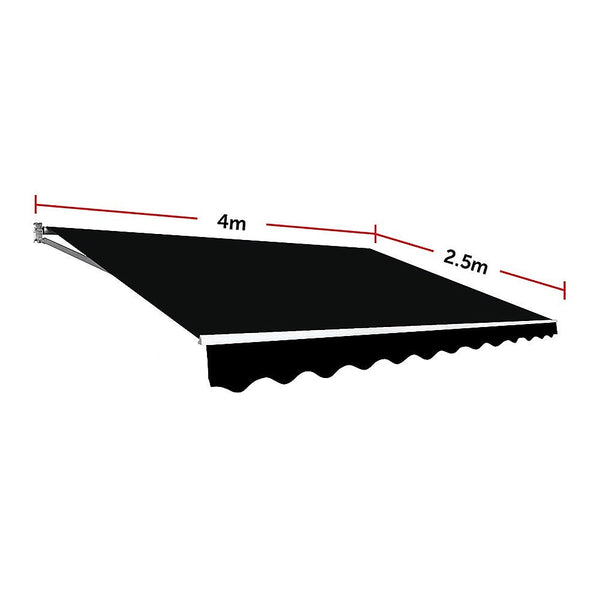 Awning & Canopy Parts Outdoor Folding Arm Awning Retractable Sunshade Canopy Black 4.0M X 2.5M