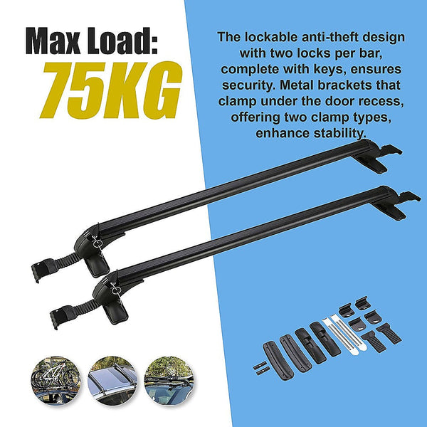 Roof Racks Lockable Aluminium Car Roof Rack Bars Without Rail Anti Theft Luggage Carrier