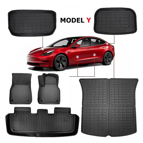 Floor Mats, Carpets 6 Piece Tesla Model Y Floor Mats For Front And Rear Trunk Passenger Driver Side