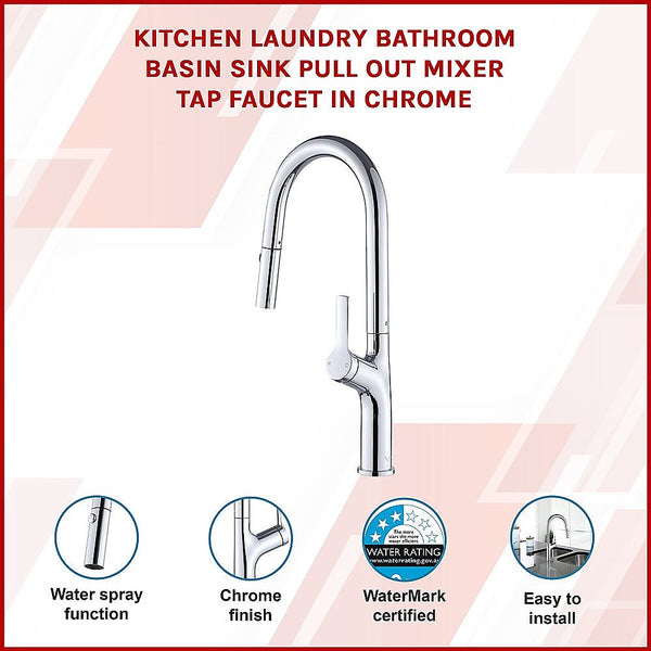 Kitchen Taps Kitchen Laundry Bathroom Basin Sink Pull Out Mixer Tap Faucet In Chrome