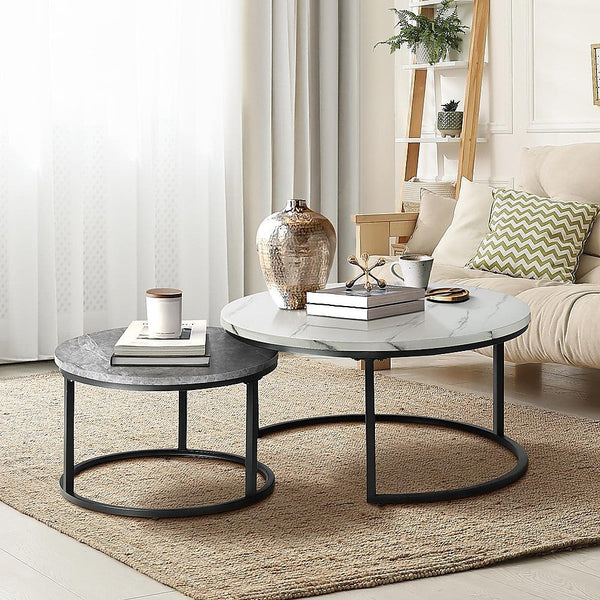 Coffee Tables Set Of 2 Coffee Table Round Marble Nesting Side End Furniture