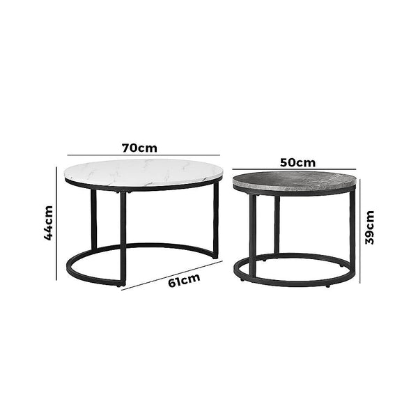 Coffee Tables Set Of 2 Coffee Table Round Marble Nesting Side End Furniture