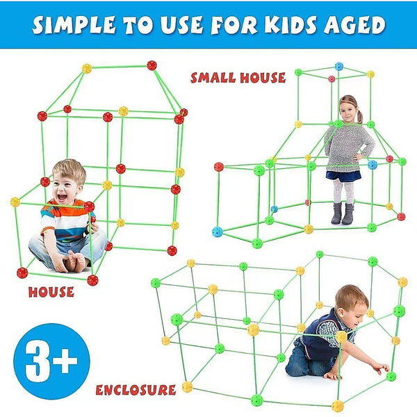 Play Tents 217Pcs Kids Construction Fort Building Kit Castles 3D Play House Tent Toys