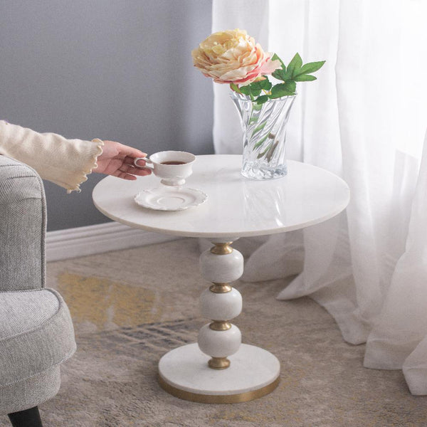 Side Tables Pebble Marble And Aluminuim Hand Made Side Table