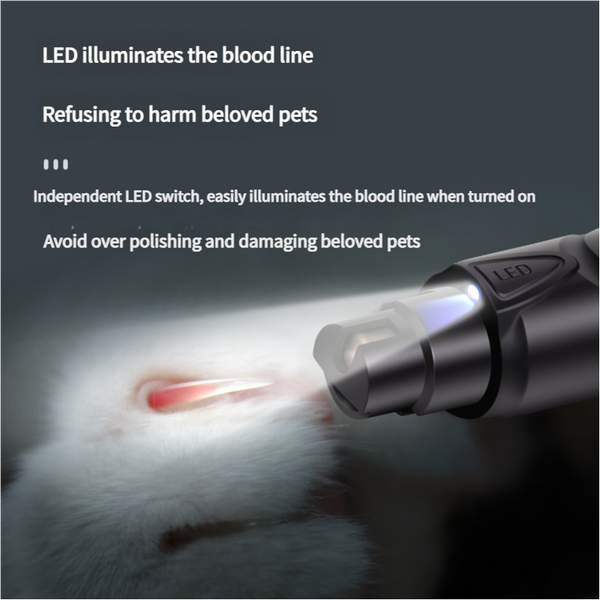 Dog Grooming Dual Speed Pet Nail Grinder With Led Light Usb Rechargeable 5000 7500 Rpm For Safe And Painless Grooming